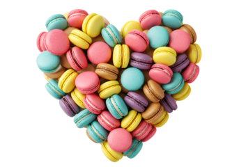 Isolated Heart Macarons Sweet Colorful Treat on Transparent Background
