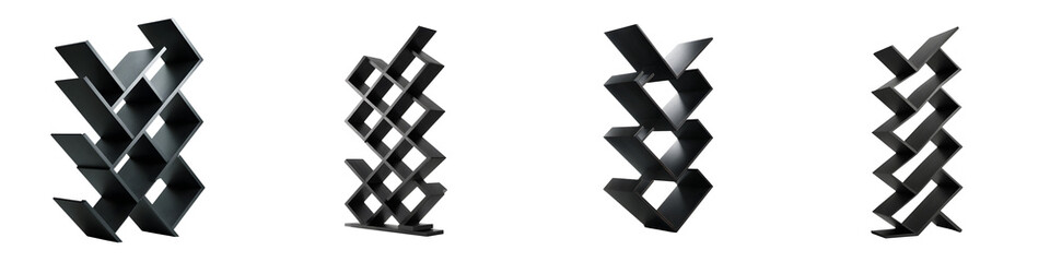 Abstract Bookshelf Collection: Modern Minimalist Design on White Background
