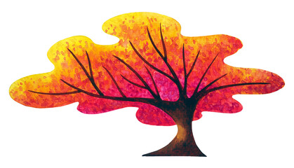 autumn fall nature tree red yellow orange foliage leaf season floral blossom plant forest icon logo sign symbol art design illustration watercolor painting white isolated background decoration