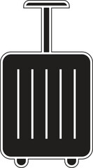 Upright luggage icon representing vacation travel suitcase, wheeled baggage or tourism packing with transparent background