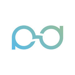Fototapeta premium A modern abstract logo resembling eyeglasses or two interconnected circles with a blue to green gradient, suggesting vision, insight, and collaboration.