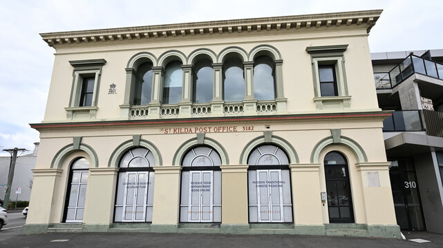 Exterior of the old St Kilda Post Office, a heritage building currently home to a wellness hub