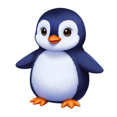 Obraz premium Cute Cartoon Penguin Illustration Isolated on Transparent Background