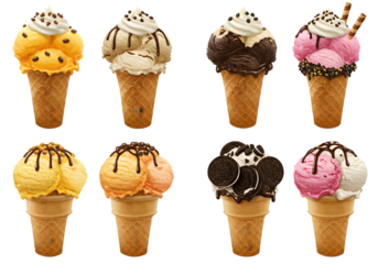 Isolated Ice Cream Cones with Transparent Background Illustration