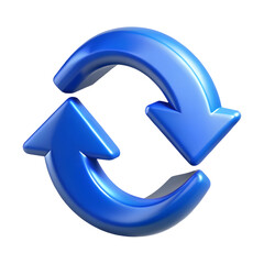 Blue Circular Arrows 3D Rendered Icon Symbolizing Process Cycle and Data Refreshing
