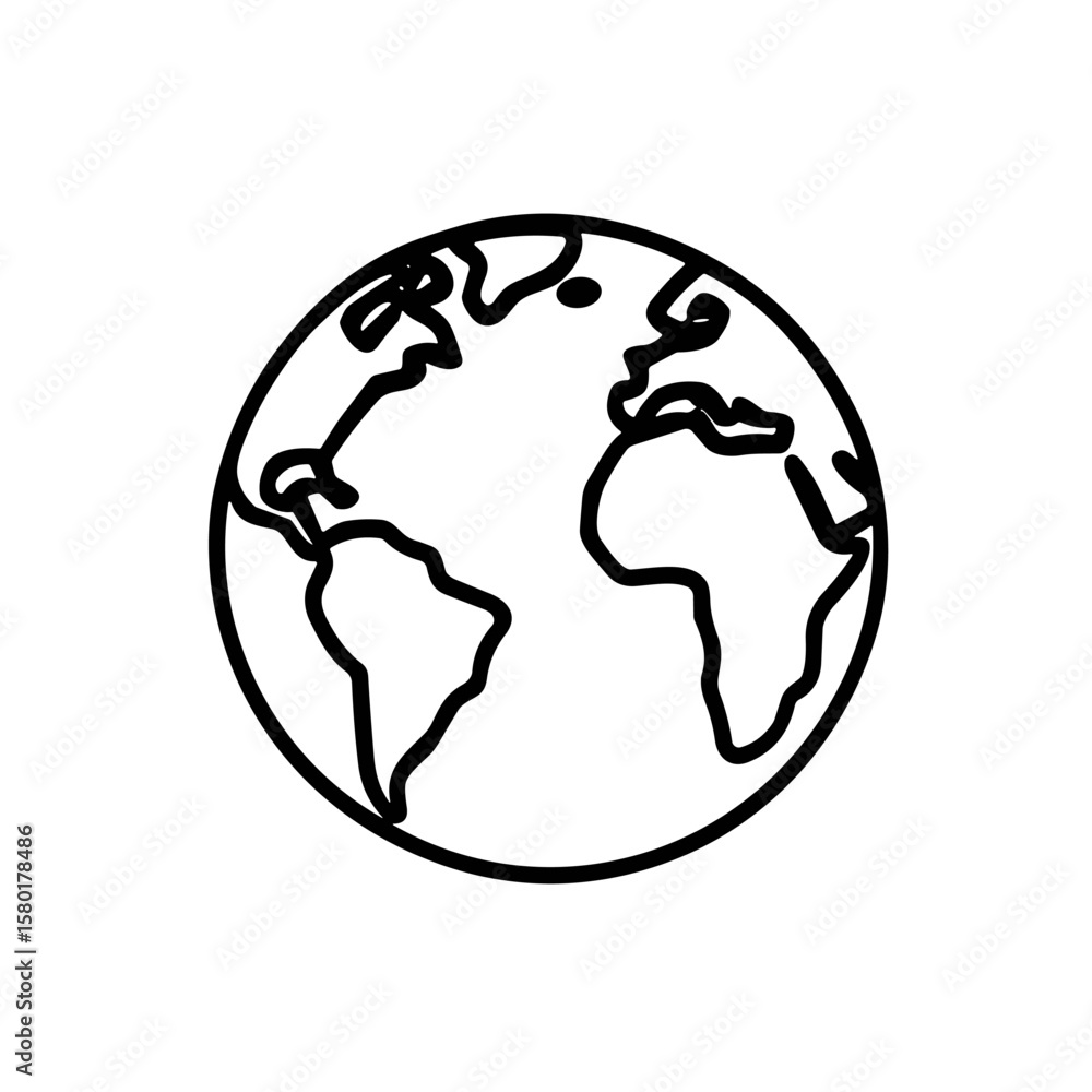 Poster earth globe vector icon on white background showing global concept and environment symbol