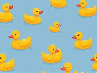  Cheerful rubber duck floating in a serene baby blue backdrop