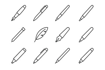 Illuminated pen icons on dark background with subtle glow effect