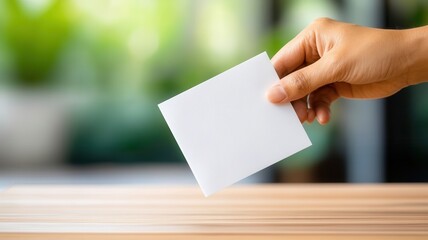 Obraz premium Voter process ballot into election box, representing citizen engagement during democratic voting inserting
