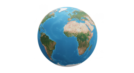 Detailed Earth Globe Planet World Continents Illustration Transparent