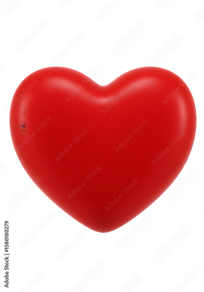 Poster 3d rendering red heart symbol of love isolated on transparent background