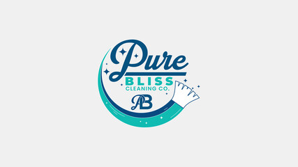 Colorful cleaning company logo with typography and bubbles, designed for cleaning services, laundry, or home hygiene businesses.