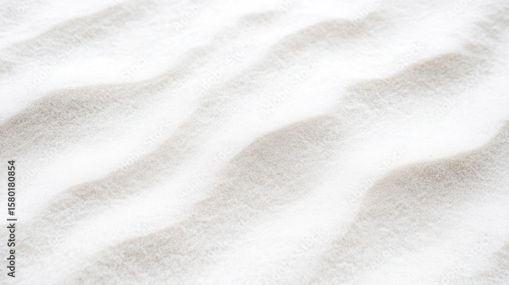 Poster smooth waves of pristine white sand create a serene textured background, perfect for evoking tranqui