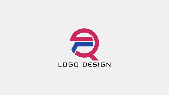 Modern QF lettermark logo in red and blue color combination, ideal for personal branding, startups, or corporate identity.