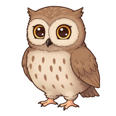 Naklejka premium Cute Brown Owl Illustration Transparent Background Animal Bird Art