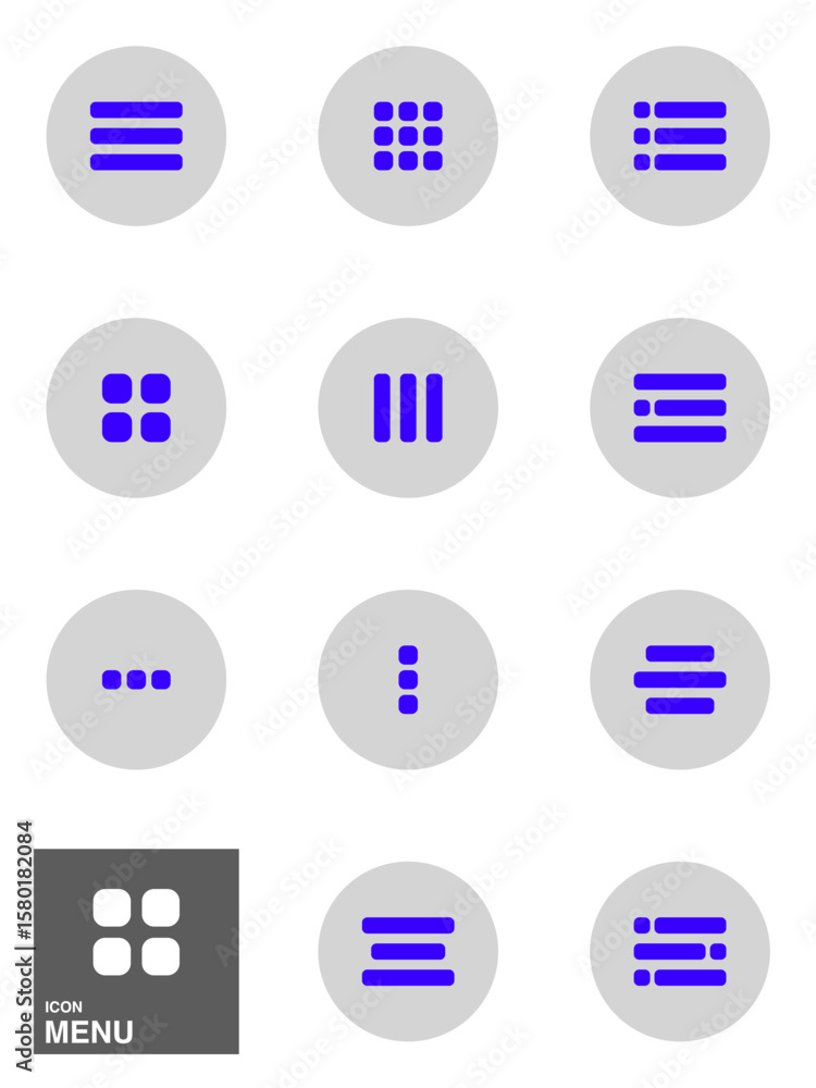 Poster ui menu icon collection – grid, lines, and dots symbols