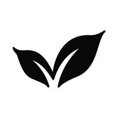 Black Leaf Outline Icon, Minimal Nature Graphic Design