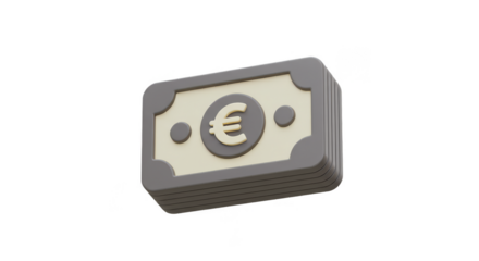 Euro Currency Money Stack Cash Finance Investment 3D Render PNG
