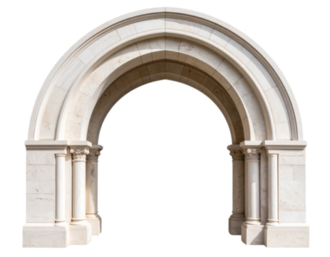 Curved Marble Arch with Shadow Cast, Stylized Architectural Element, isolated