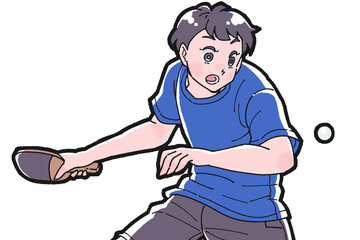 卓球をする男の子のイラスト