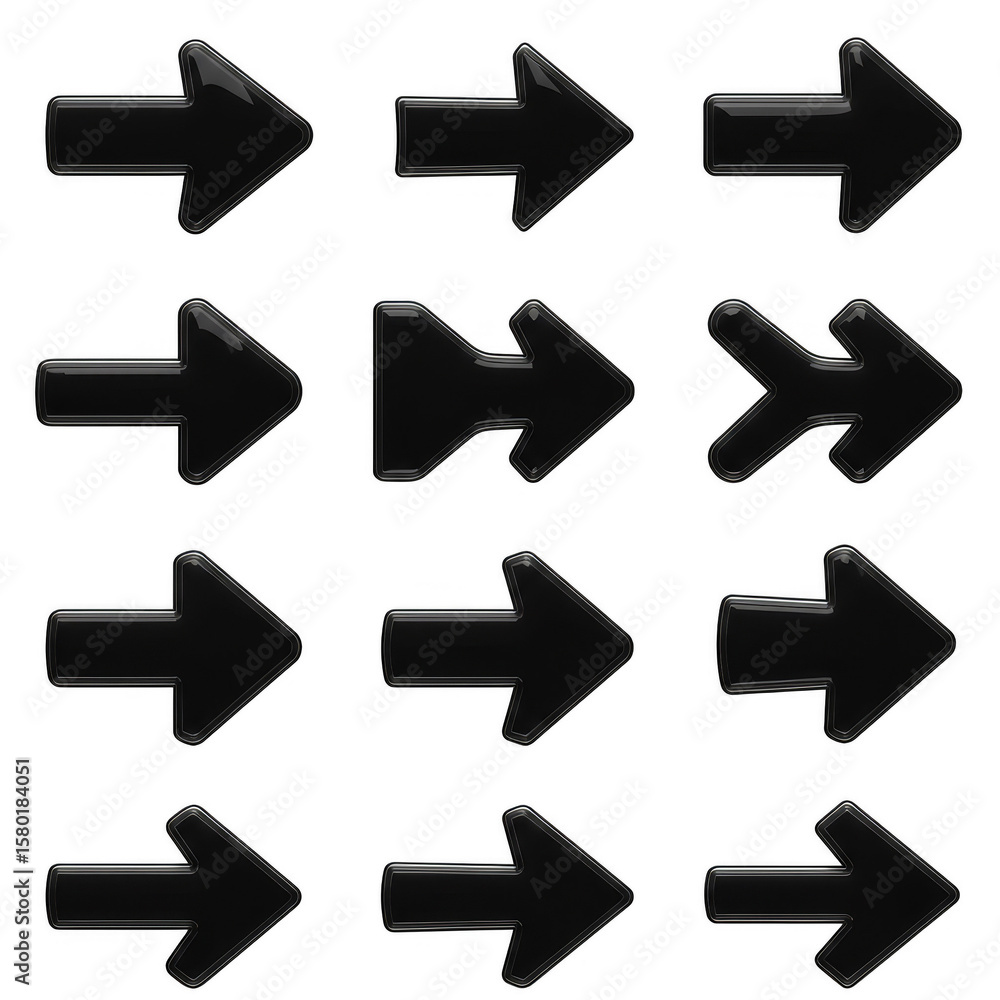 Aufkleber glossy arrows transparent background navigational guide directional icons 3d render