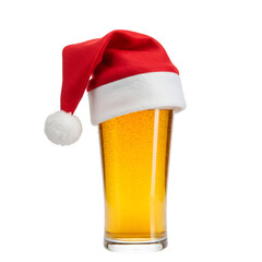 Festive Beer in Santa Hat Celebration Pint Drink for Christmas Holiday