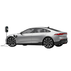 Electric Car Sedan on Transparent Background for Transportation and Eco-Friendly Drive