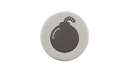Gray Bomb Icon Round Danger Explosive Cartoon Dynamite Illustration