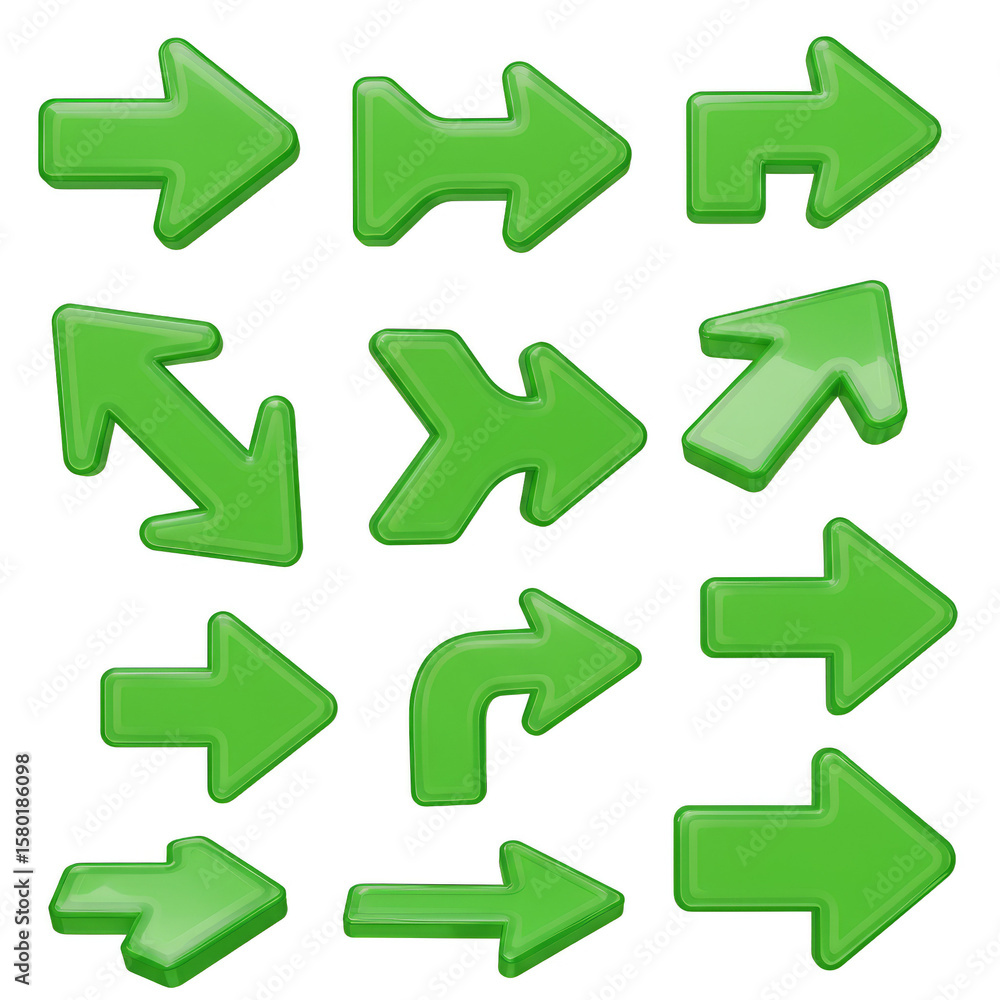 Poster Green Arrows Direction Navigation Isolated Pointer Graphic Elements