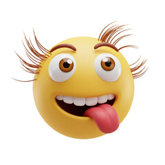 Funny Crazy Tongue Emoji Yellow Face Happy Character Cartoon Image