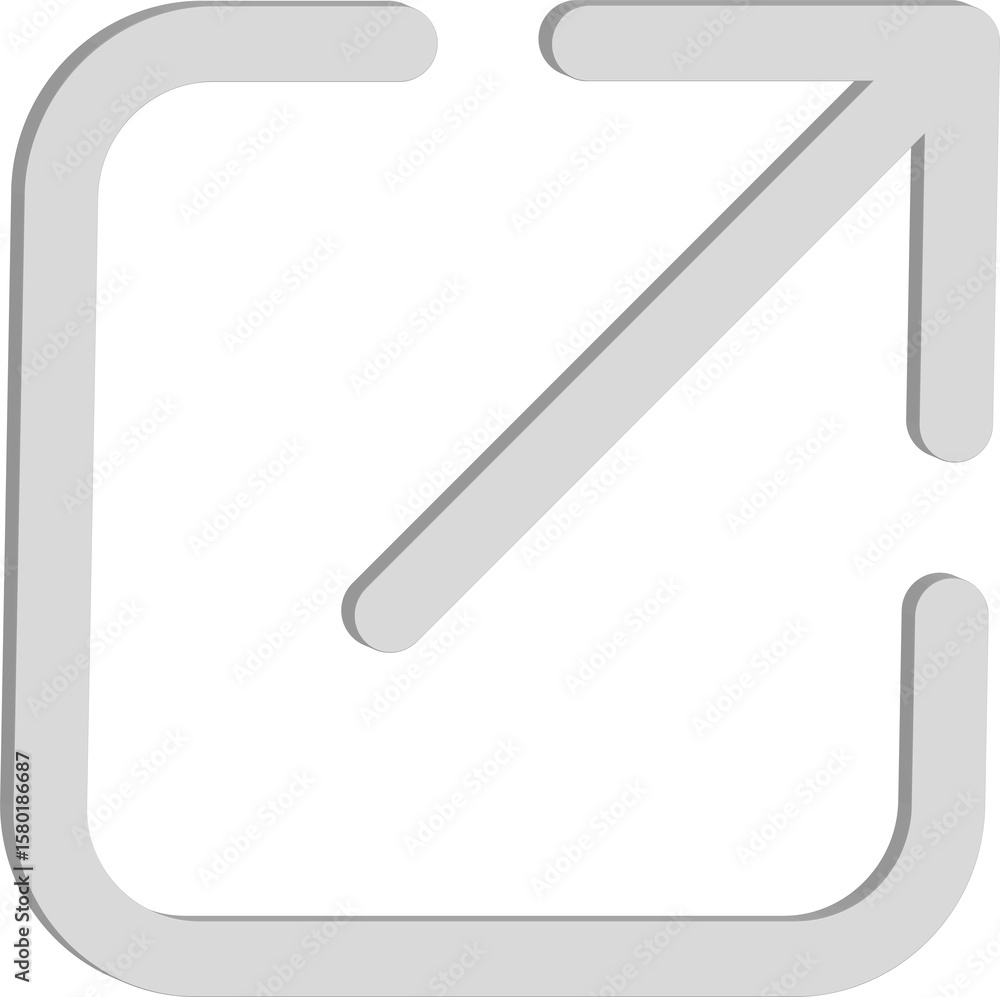 Fototapete stylized light gray 3d icon representing an external link or new window opening with an arrow pointi