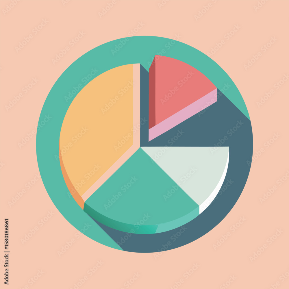 Aufkleber colorful 3d pie chart diagram with four parts representing data visualization and business analytics