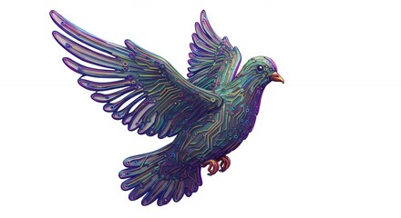 Obraz premium Colorful pigeon in flight