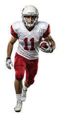 Football Player Running with Ball Transparent Background Action Shot
