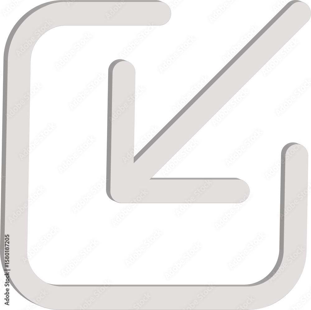 Poster stylized geometric arrow pointing inwards into a rounded square frame isolated on transparent backgr
