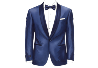 Isolated Illustration of Navy Blue Tuxedo Suit Bowtie on Transparent