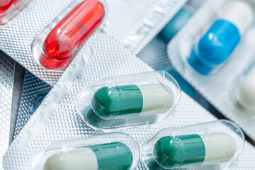 Variety of medicines and drugs.Medicine and healthcare concept.Variety of medicines and...