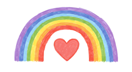Illustration of a Colorful Rainbow with a Heart in Transparent Background