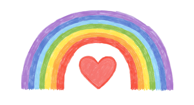 Illustration of a Colorful Rainbow with a Heart in Transparent Background