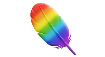 Illustration of a Rainbow Feather Pride Symbol on Transparent Background