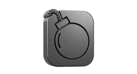 Gray Bomb Icon 3D Render Gray Button Danger Cartoon Clipart