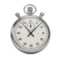 Illustration of a Silver Stopwatch for Timing with Transparent Background