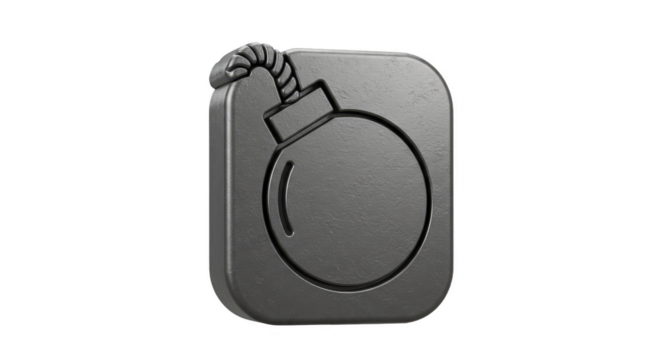 Gray Bomb Icon 3D Render Gray Button Danger Cartoon Clipart