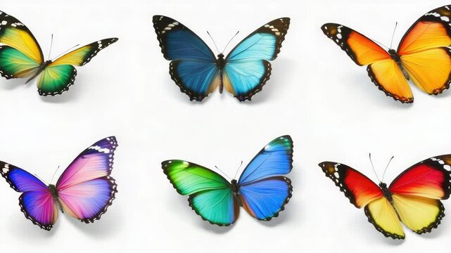 Colorful butterfly  collection showcasing the vibrant rainbow patterns found on these creatures.