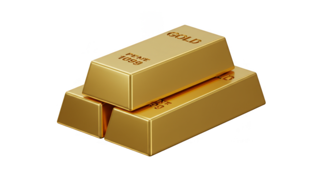 Gold Ingots Stacked Illustration Symbolizing Wealth and Investment on PNG