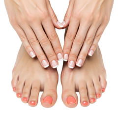 Hands and Feet with Manicure and Pedicure Nails Transparent PNG