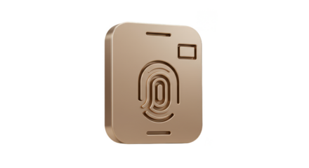 Golden Fingerprint Scan on Mobile 3D Render for Security Access