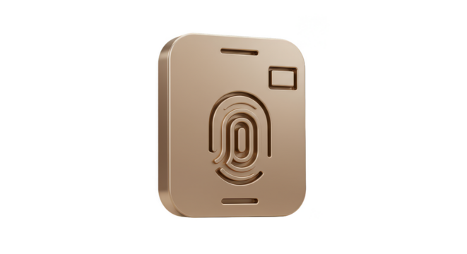 Golden Fingerprint Scan on Mobile 3D Render for Security Access
