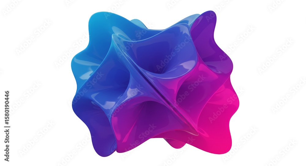 Poster abstract 3d shape render geometric design with transparent background