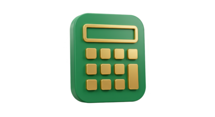 Green Golden Calculator 3d Render Mathematics Accounting Calculation